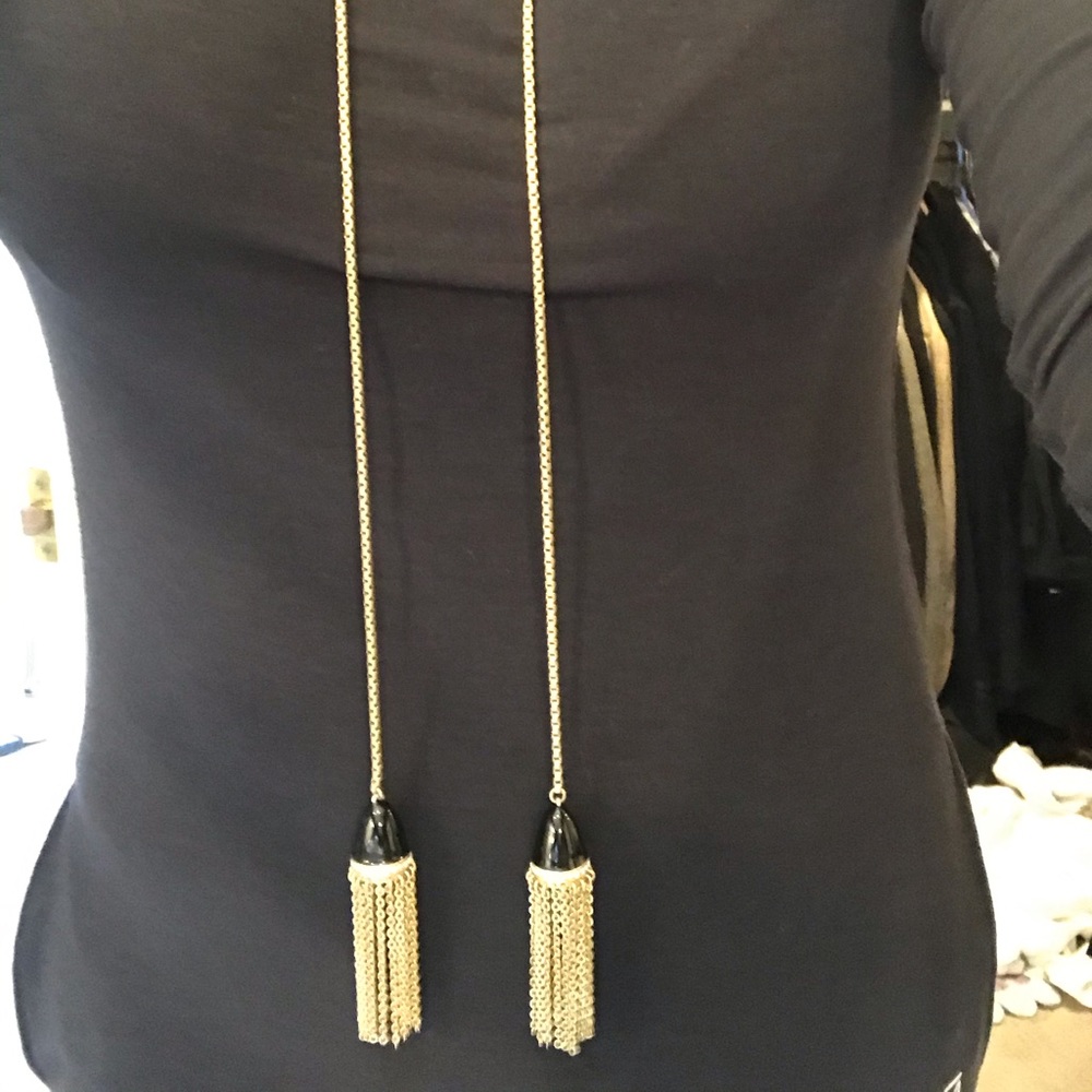 Black  and gold tassel necklace